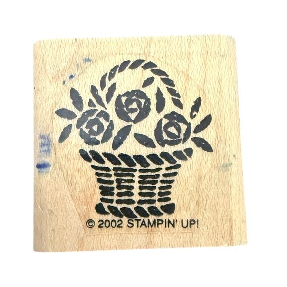 Stampin Up! Vintage 2002 Flowers In A Basket Rubber Stamp - Picture 1 of 2